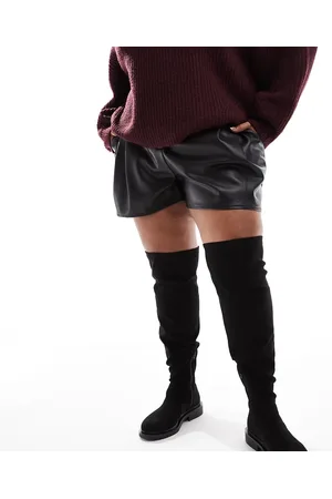 ASOS Curve Kaylee smart flat over the knee boots in