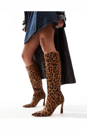 ASOS Create heeled leather knee boots in -Multi