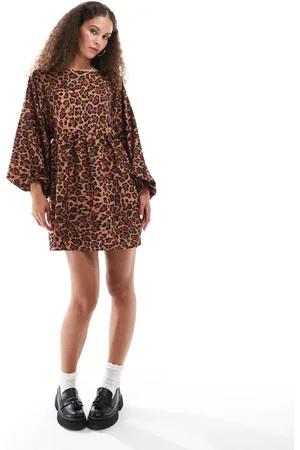 Daisy Street Mini smock dress in vintage style -Multi