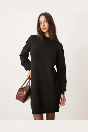 JDY Puff sleeve knitted mini jumper dress in