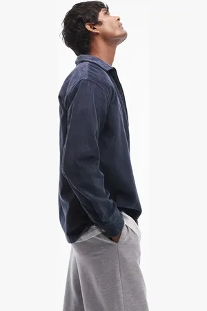 SELECTED Zip thru cord shirt in navy