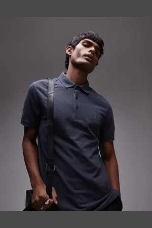 AllSaints Reform polo shirt in dark blue-Navy