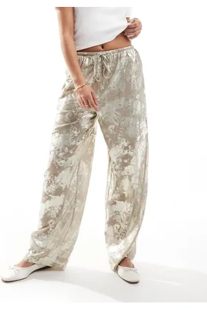 ONLY Foil print wide leg pants in -Neutral