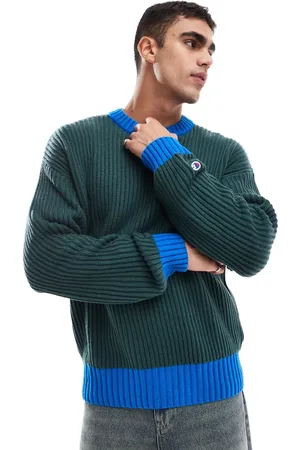 Champion Rochester collegiate jumper in bottle green and royal blue