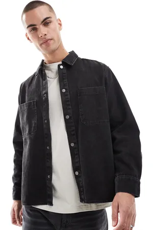 Pull&Bear Denim acid washed overshirt in