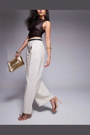 River Island Wide leg pleated pants in -Neutral