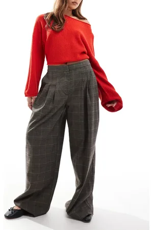 ASOS Wide leg tailored pants in check-Multi