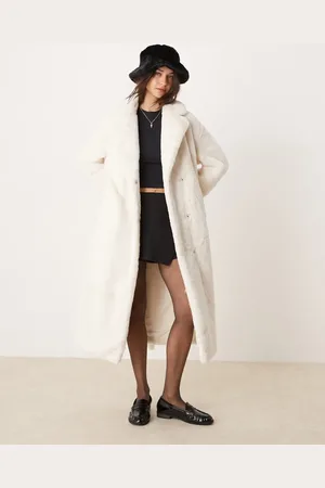Glamorous Cosy faux fur dressing gown coat-White