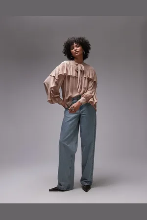 & OTHER STORIES Sheer blouse with ruffle detail and scarf neck tie in -Neutral