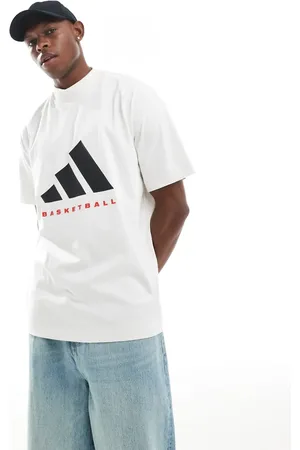 adidas Adidas Basketball short sleeve tee in white, black & red