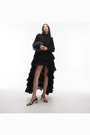 AllSaints Cavarly long sleeve tiered ruffle maxi dress in