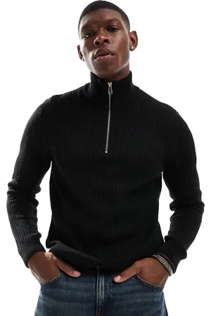 JJ Ribbed half zip knit jumper in