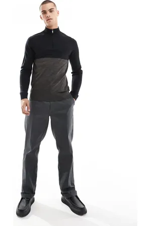 French Connection French Connection roll neck half zip jumper in contrast navy in grey-Multi