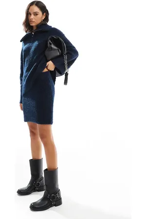 Object Boucle knitted mini skirt in navy (part of a set)-White