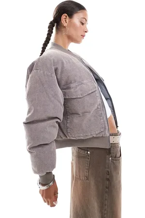 Daisy Street Washed cord utility bomber jacket