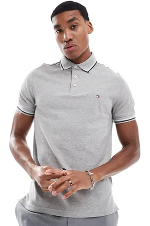 Tommy Hilfiger Tipped slim fit polo shirt in grey