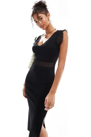 Morgan Knitted midi dress with lace detail in
