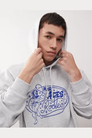 Reclaimed Oversized hoodie with rodeo print in marl