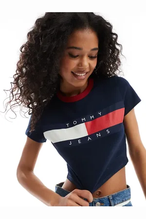 Tommy Hilfiger Slim ringer t-shirt with block flag in navy