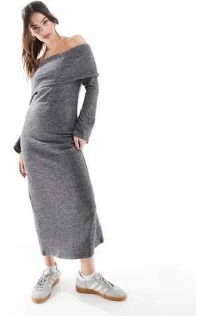 VERO MODA Supersoft off shoulder ankle dress in melange