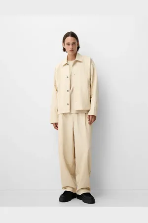Bershka Collection textured tailored pants in ecru (part of a set)