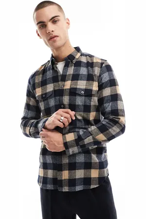 French Connection French Connection long sleeve check flannel shirt in -Neutral