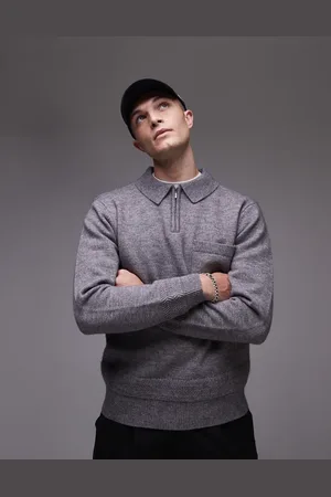Topman Knitted zip polo in