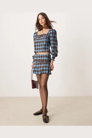 Glamorous Blue and brown check mini skirt (part of a set)
