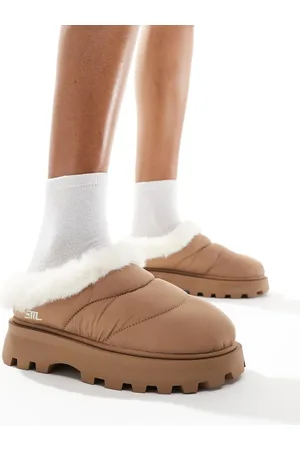 Steve Madden Fireplace faux fur lined slippers in -Brown