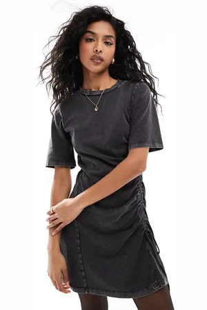 Object Ruched side mini t-shirt dress in washed