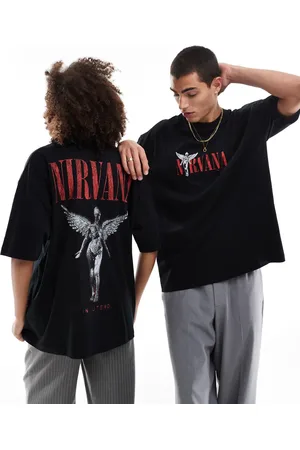 ASOS Unisex oversized licence band t-shirt with Nirvana angel prints in