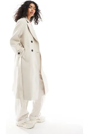 Bershka Wool trench coat in -Neutral
