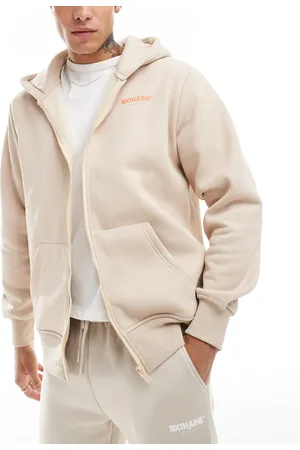 Sixth June Glory angel printed back zip up hoodie in -Neutral