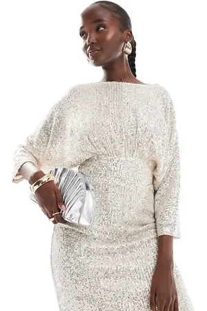 TFNC Sequin kimono top mini dress in -Black