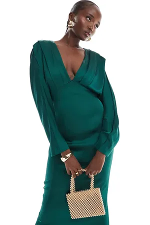 TFNC Satin kimono top maxi dress in