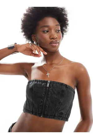 adidas Adilenium denim tube top in (part of a set)