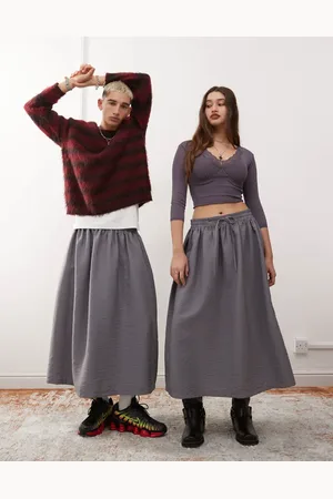 Reclaimed Unisex nylon skirt in -Grey