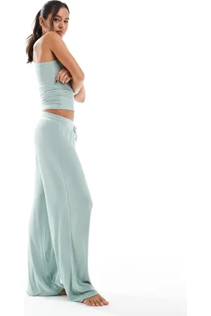 Cotton On Cotton On Sleep Recovery wide leg pyjama bottoms in mint (part of a set)-Green