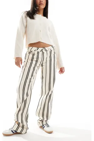 ASOS Low rise slim jeans in mono stripe