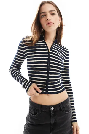 Tommy Hilfiger Metallic stripe zip cardigan in navy
