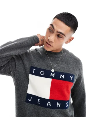 Tommy Hilfiger Large flag logo jumper in grey melange