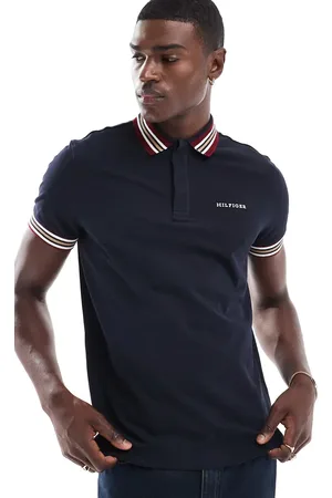 Tommy Hilfiger Striped collar polo shirt in navy
