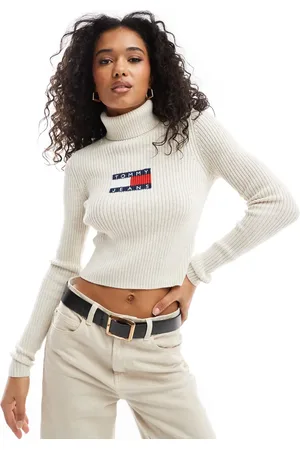 Tommy Hilfiger Turtleneck long sleeve knit top in off white