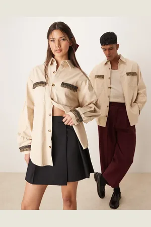 Sister Jane Unisex contrast trim shirt in -Neutral