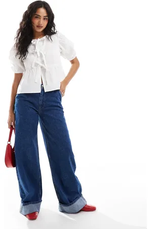 Brave Soul Short sleeve tie front blouse in