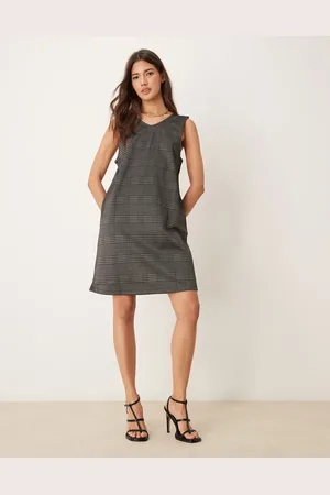 JDY Check pinafore mini dress in