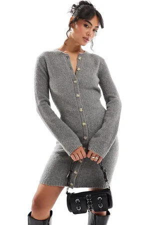 Pretty Lavish Button down knit mini dress in