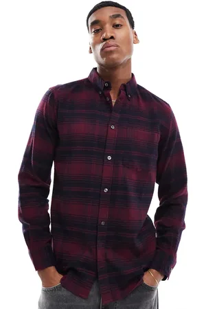French Connection French Connection long sleeve check flannel shirt in red and navy-Multi