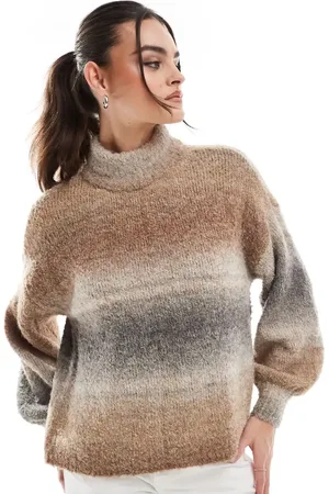ONLY High neck knitted jumper in tonal space dye-Multi