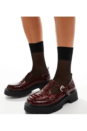 London Rebel Tilly chunky mary jane shoes in -Red